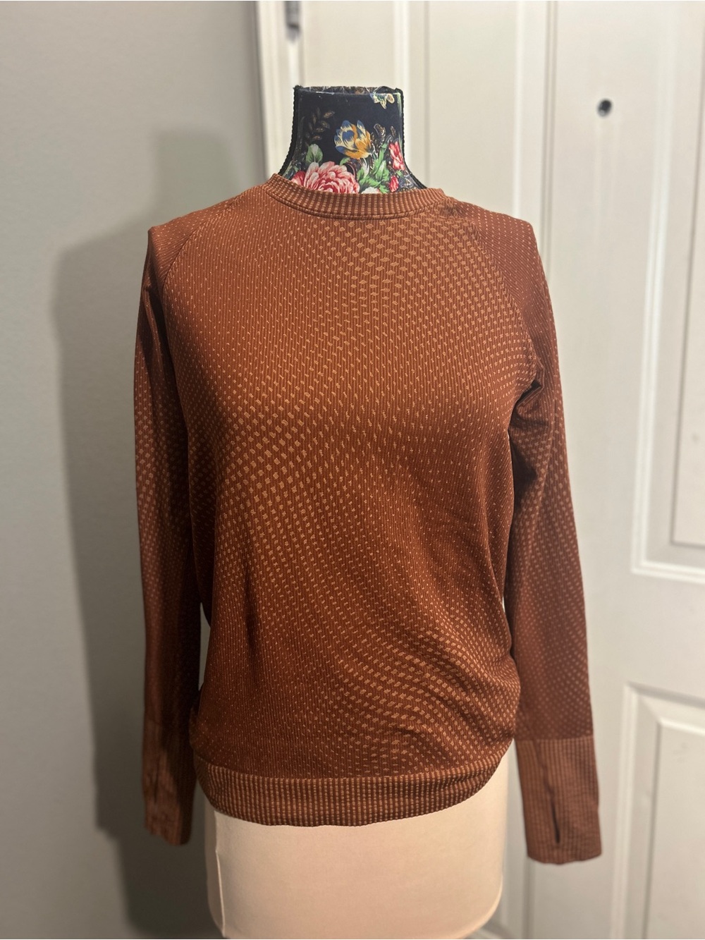 Lululemon Rest Less Pullover Grid Warp Date Brown Geometric Sweater Size 10 / 8